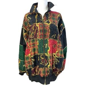 Vintage Silver Threads Jacket Womens‎ Large Bomber Lightweight Baroque